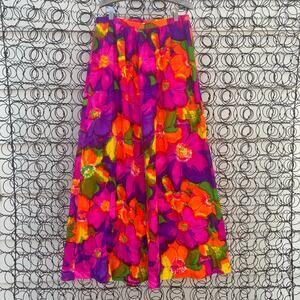Vintage 60s Floral Psychedelic Dayglo Neon MOD Flower Power A-Line Skirt MEDIUM?